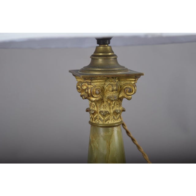 Antique Onyx Column Table Lamp with Gilt Bronze, France, 1890s For Sale - Image 9 of 12