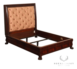 Henredon Mahogany Queen Bed with Tufted Upholstered Headboard