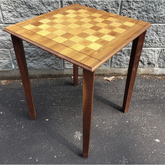 Modern Drueke Solid Walnut and Birch Parquetry Double Sided Games Table For Sale - Image 3 of 10