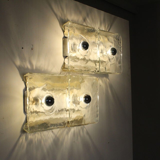 Glass Wall Lighs t by Carlo Nason Kalmar Franken, 1960s, Set of 2 For Sale - Image 5 of 13