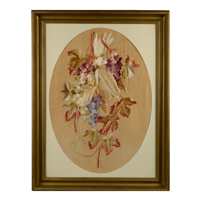 Embroidered Fruit Still Life For Sale