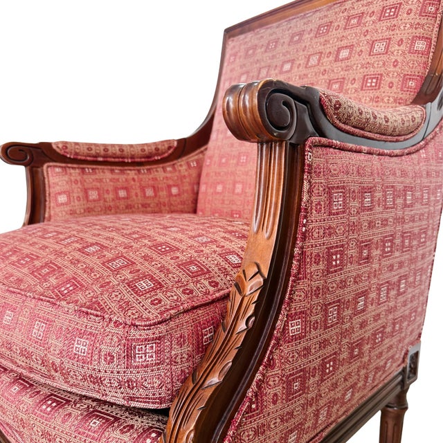 Vintage Hancock & Moore Louis XVI Neoclassical Mahogany Bergère Chairs - A Pair For Sale - Image 15 of 17