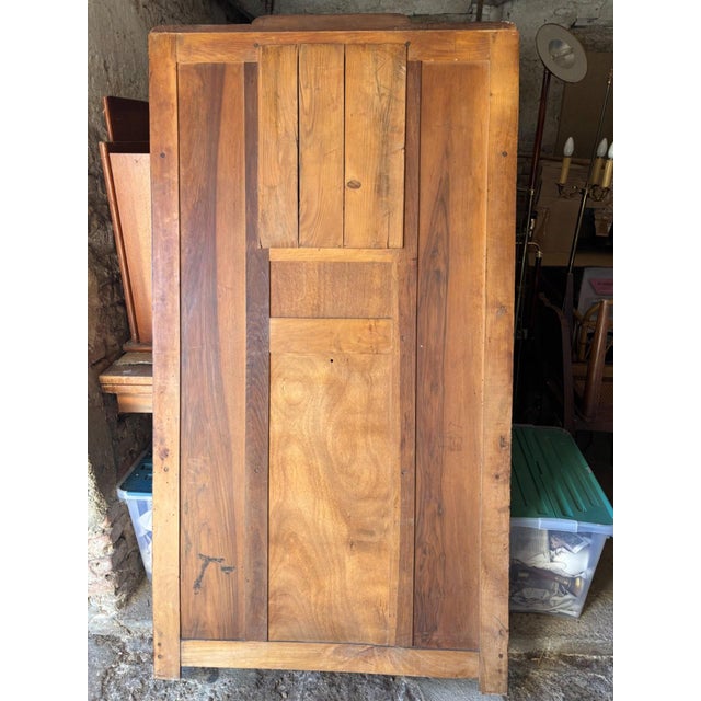 Brown Art Deco Wardrobe in Carved Oak with Beveled Mirror, 1930 For Sale - Image 8 of 11