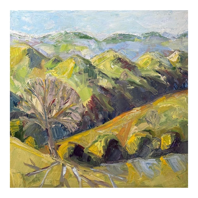 Landscape Verdant Rolling Hills Impasto Oil on Canvas Hartman For Sale