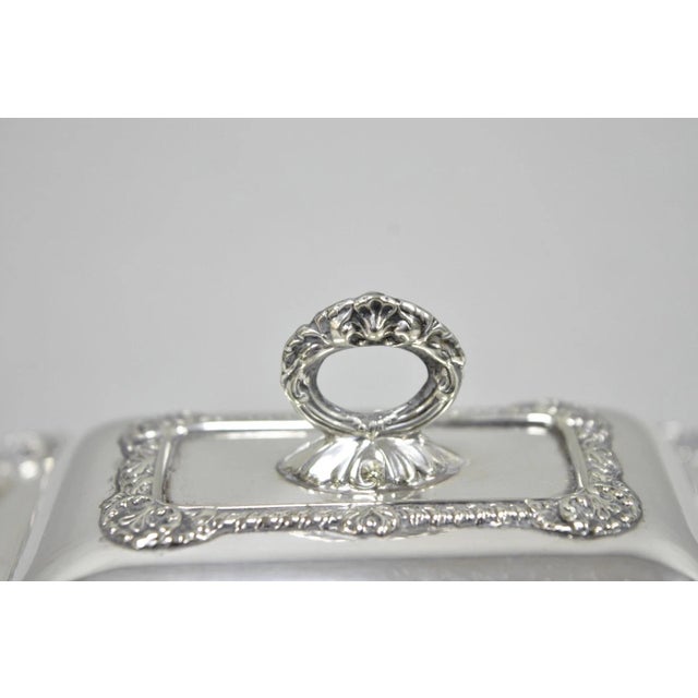 Silver Vintage Miniature Sheffield England Silver Plated Covered Serving Dish Platter - Set of 2 For Sale - Image 8 of 18