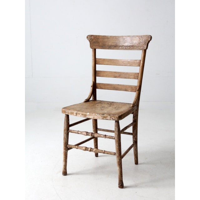 Early 20th Century Antique Painted Country Ladder Back Chair For Sale - Image 5 of 16