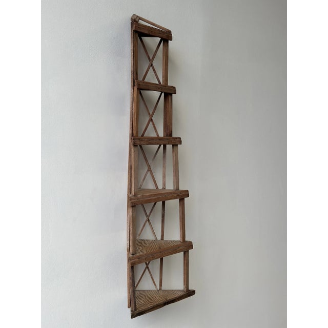 Vintage Folk Art Stepped Lattice Corner Shelf, Circa 1940s For Sale - Image 14 of 16