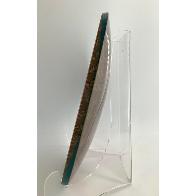 Gold Stunning Large Gold Stephen Schlanser Christian Art Glass Platter, Signed, 22”d For Sale - Image 8 of 13