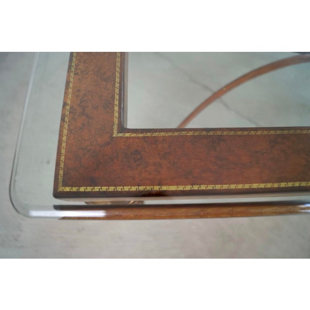 1970’s Hollywood Regency Maitland & Smith Leather & Brass Coffee Table For Sale - Image 12 of 12