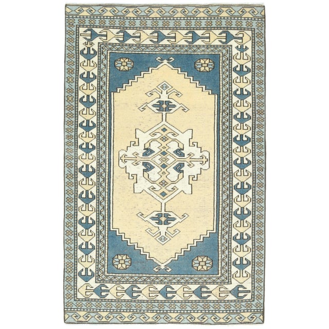 Vintage Turkish Oushak Handmade Wool Cotton Yellow Area Rug For Sale - Image 11 of 11