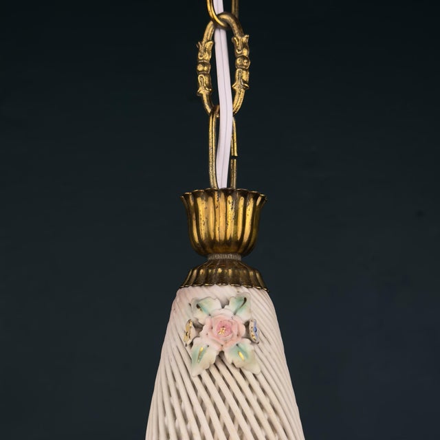 Vintage Art Nouveau Capodimonte Chandelier, 1930s For Sale - Image 3 of 18