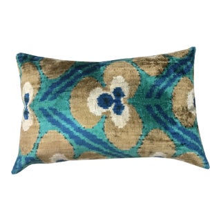Silk Uzbek Ikat Velvet Hand Made Pillow Cushion For Sale