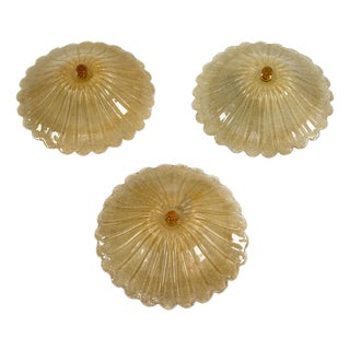 Large Italian Murano Glass Ceiling Lamps from Murano Due, Italy, 1980s, Set of 3 For Sale