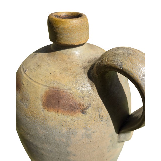 19th C. 2 Gallon Salt Glaze Stoneware Jug - Ovoid, 15" Primitive 1800s Farmhouse For Sale - Image 4 of 18