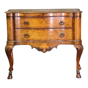 Burled Walnut Small Size English Georgian Buffet Server Circa 1920