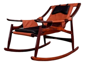 Rocking Chair in Rosewood & Leather, Liceu De Artes, 1960s