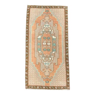 Turkish Mini Rug Oriental Hand Knotted Vintage Rug 1'8" x 3'3" #17089 For Sale