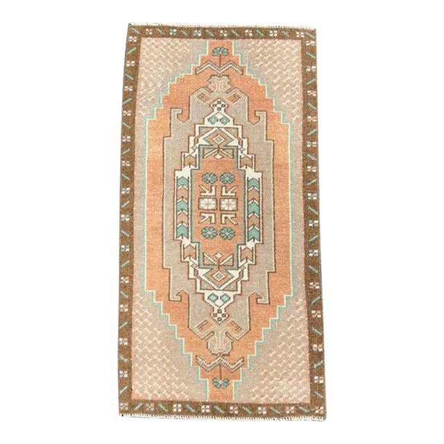 Turkish Mini Rug Oriental Hand Knotted Vintage Rug 1'8" x 3'3" #17089 For Sale