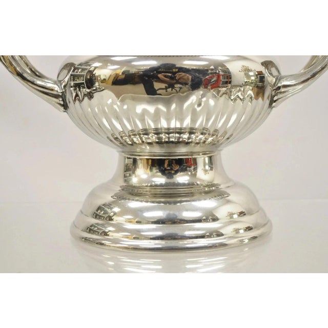 Mid 20th Century Vintage Regency Style Silver Plated Trophy Cup Urn Champagne Chiller Ice Bucket For Sale - Image 5 of 11