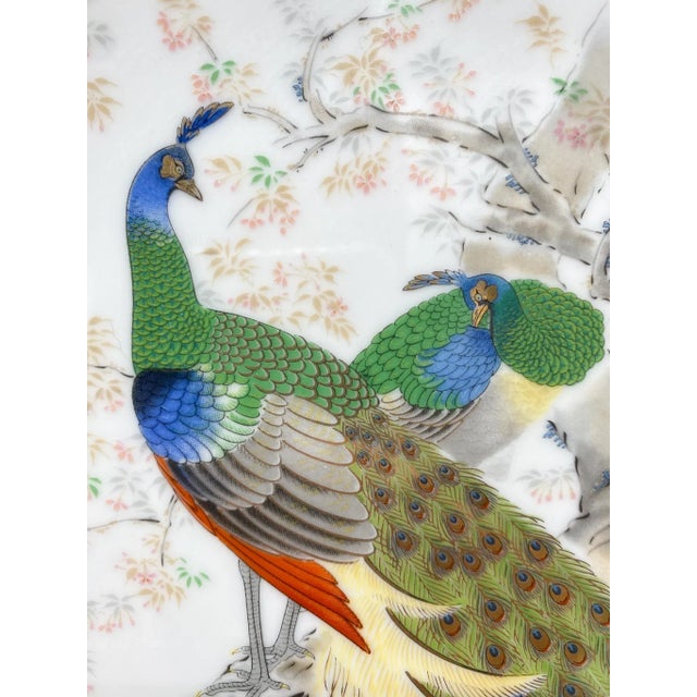 Japanese 20th Century Japanese Porcelain Peacock Bird Plate For Sale - Image 3 of 10