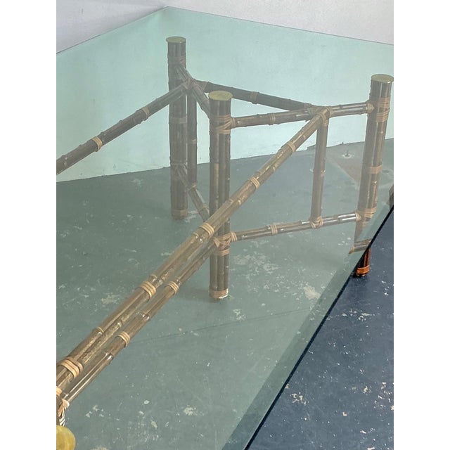 Wood Vintage McGuire Rattan and Glass Dining Table For Sale - Image 7 of 18