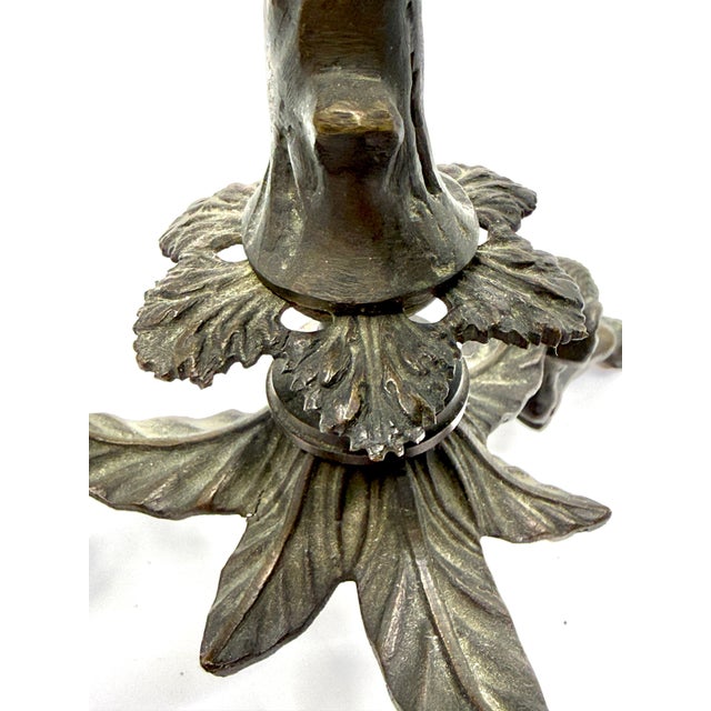 Pair of Grand Tour Pompeiian NeoClassical Bronze Heron Oil Lamps with Mouse, Swan For Sale - Image 17 of 18