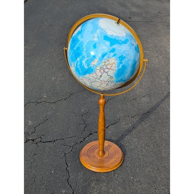 Wood Mid-Century Globe on Wooden Floor Stand For Sale - Image 7 of 8
