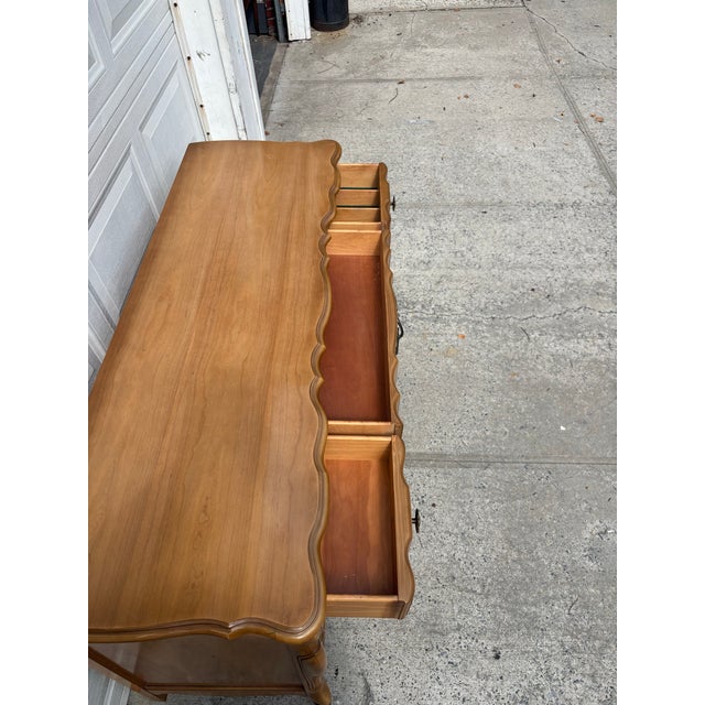 Wood Vintage French Provincial Sideboard Buffet Credenza Server With Serpentine Front For Sale - Image 7 of 12