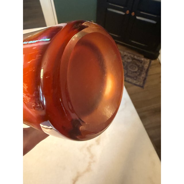 Orange 1960s Mid Century Modern Cased Glass "Finestre" Window Vase – Vibrant Orange & Opaque White For Sale - Image 8 of 9