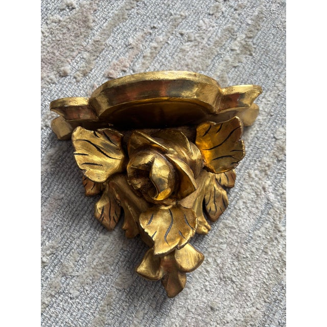 Italian Giltwood Floral Wall Brackets, a Pair For Sale - Image 4 of 9