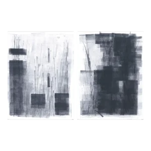 Ink on Paper Gallery Set (2) Repro Paper 18*24 Original Modern Abstract Black White by Carrie Bergey