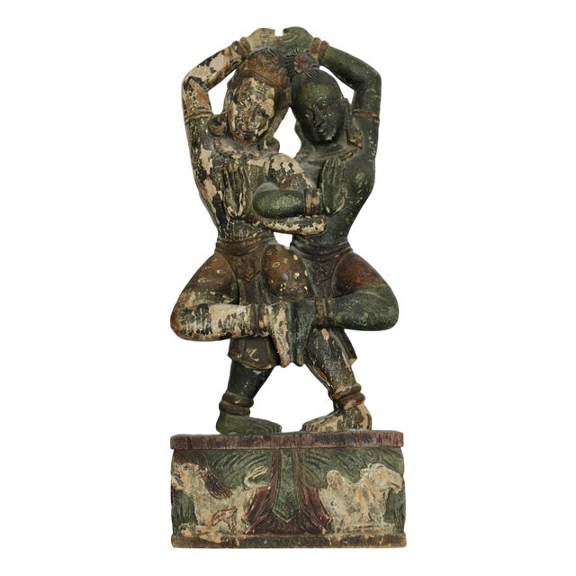 Antique Hand Carved Hindu Wooden Sculpture, Early 1900s For Sale