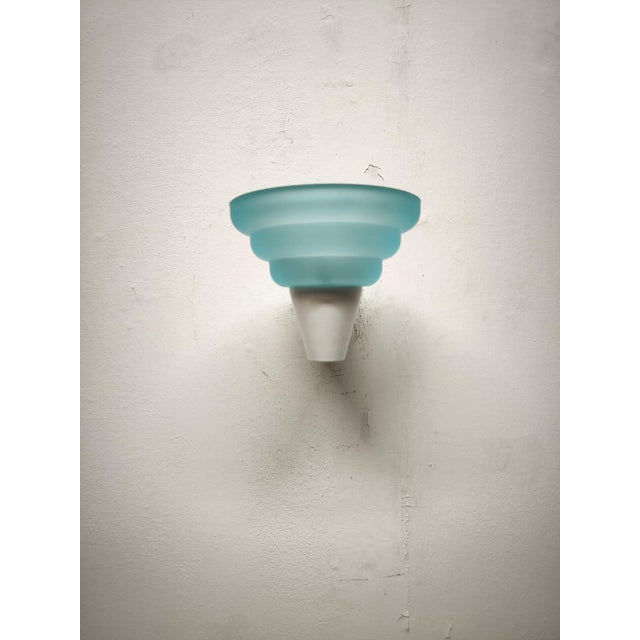 1980s Light Blue Glass Wall Lamp from Leucos, 1980s For Sale - Image 5 of 8