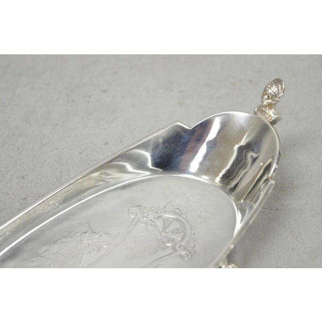 Antique French Renaissance Small Silver Plated Figural Twin Handle Trinket Dish For Sale - Image 11 of 17