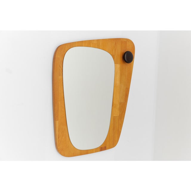 Vintage Wooden Asymetric Wall Mirror, Sweden, 1960s For Sale - Image 4 of 11