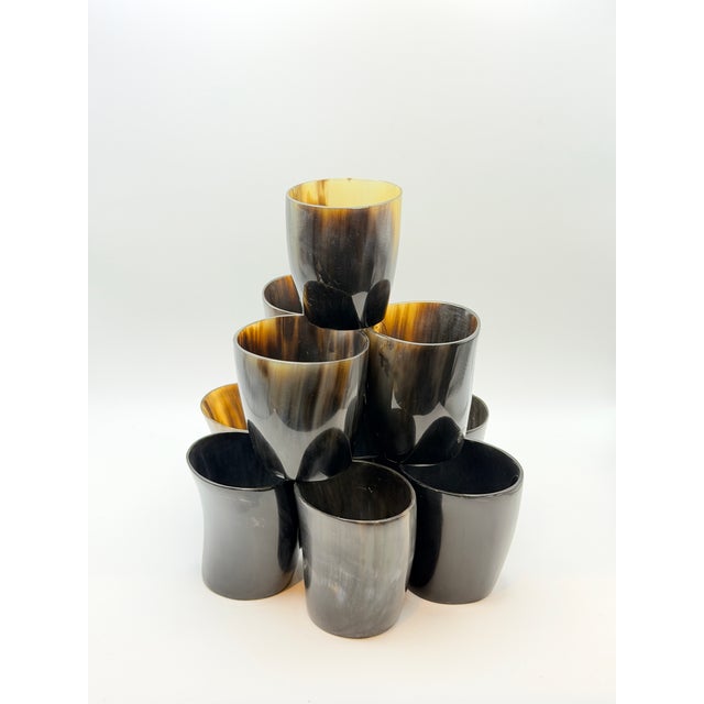 1990s 1990s Set of 10 Hand-Carved Natural Horn Napkin Rings – Organic Modern Tablescape For Sale - Image 5 of 5