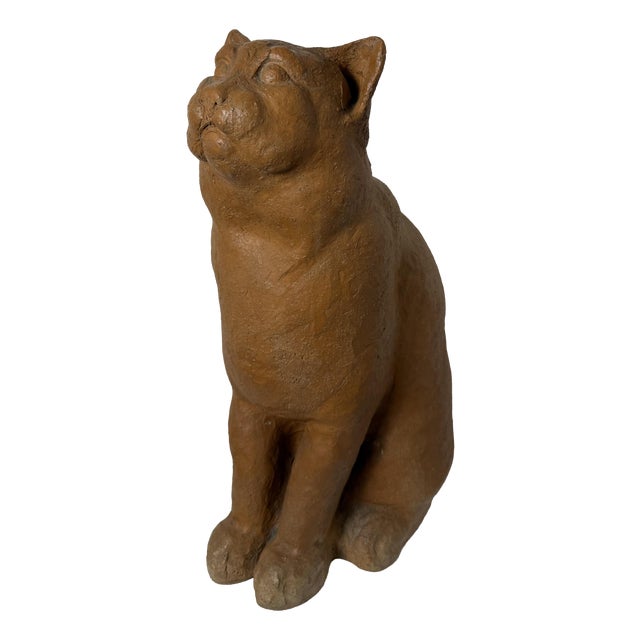 Montelupo Fiorentino Tuscan Artist, Sculpture of a Seated Cat, 19th Century, Terracotta For Sale