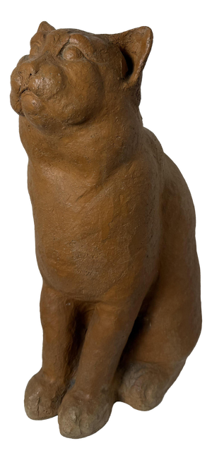 Montelupo Fiorentino Tuscan Artist, Sculpture of a Seated Cat, 19th Century, Terracotta