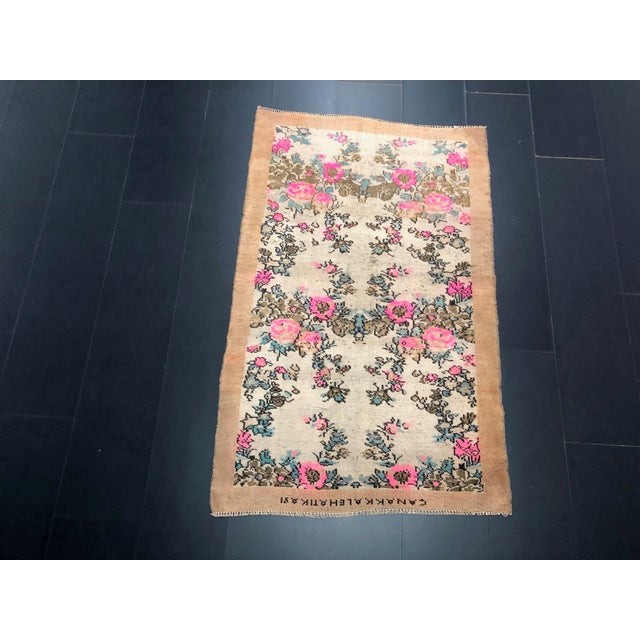 Handmade wool and cotton rug in Turkish Anatolia Carpet, Vintage Oushak Rug, Turkish Vintage Anatolian Rug, Handmade wool...