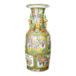 Canton Famille Rose Large Baluster Vase, Qing Dynasty, Ca. 1840 For Sale