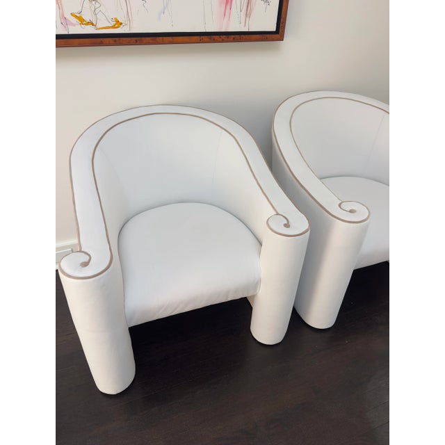 Contemporary 1980s Casa Bique High-Fashion Scroll Chairs Pair For Sale - Image 3 of 17