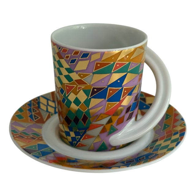 No. 2 Espresso Collector's Cup and Saucer by Barbara Brenner for Rosenthal Studio-Linie, 1990s, Set of 2 For Sale