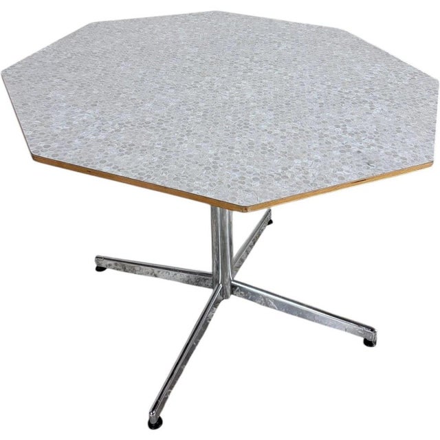 Mid-Century Octagonal Formica Dining Table with Chrome Base, 1960s For Sale - Image 6 of 9