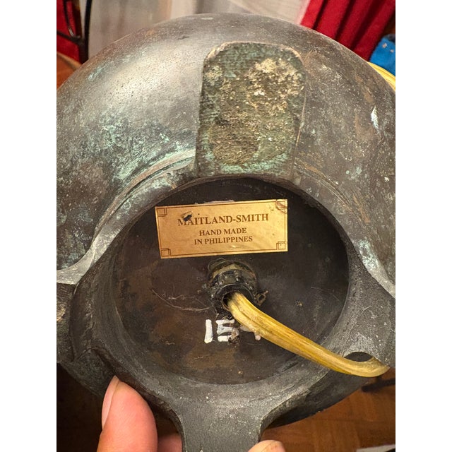 “Vintage Maitland-Smith Bronze Monkey Table Lamp – Handmade Philippines – Original Label”