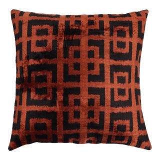 Contemporary Multi Color Handmade Velvet Throw Pillow & Down Insert For Sale
