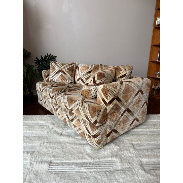 Vintage 1970s Groovy Loveseat Sofa With Jack Lenor Larson Fabric For Sale - Image 11 of 12
