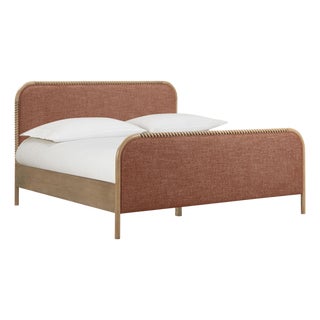 Hatia Sienna Red Basketweave King Panel Bed For Sale