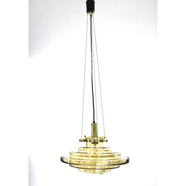 Amber Glass and Brass Dispenser, 1960s For Sale - Image 9 of 9