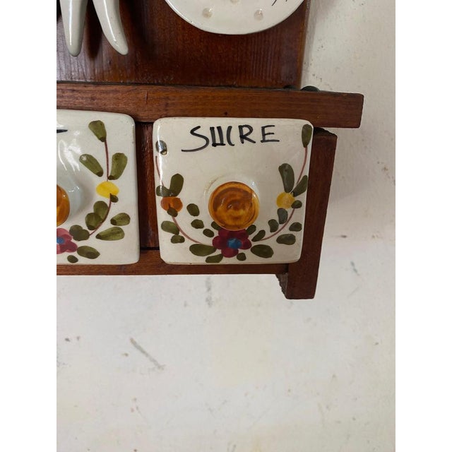 Salt, Sugar and Coffee Box Wall Set in Ceramic and Wood, France, 1960s, Set of 4 For Sale - Image 13 of 17