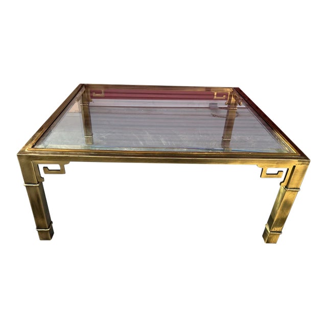 Vintage Mastercraft Greek Key Brass Coffee Table For Sale
